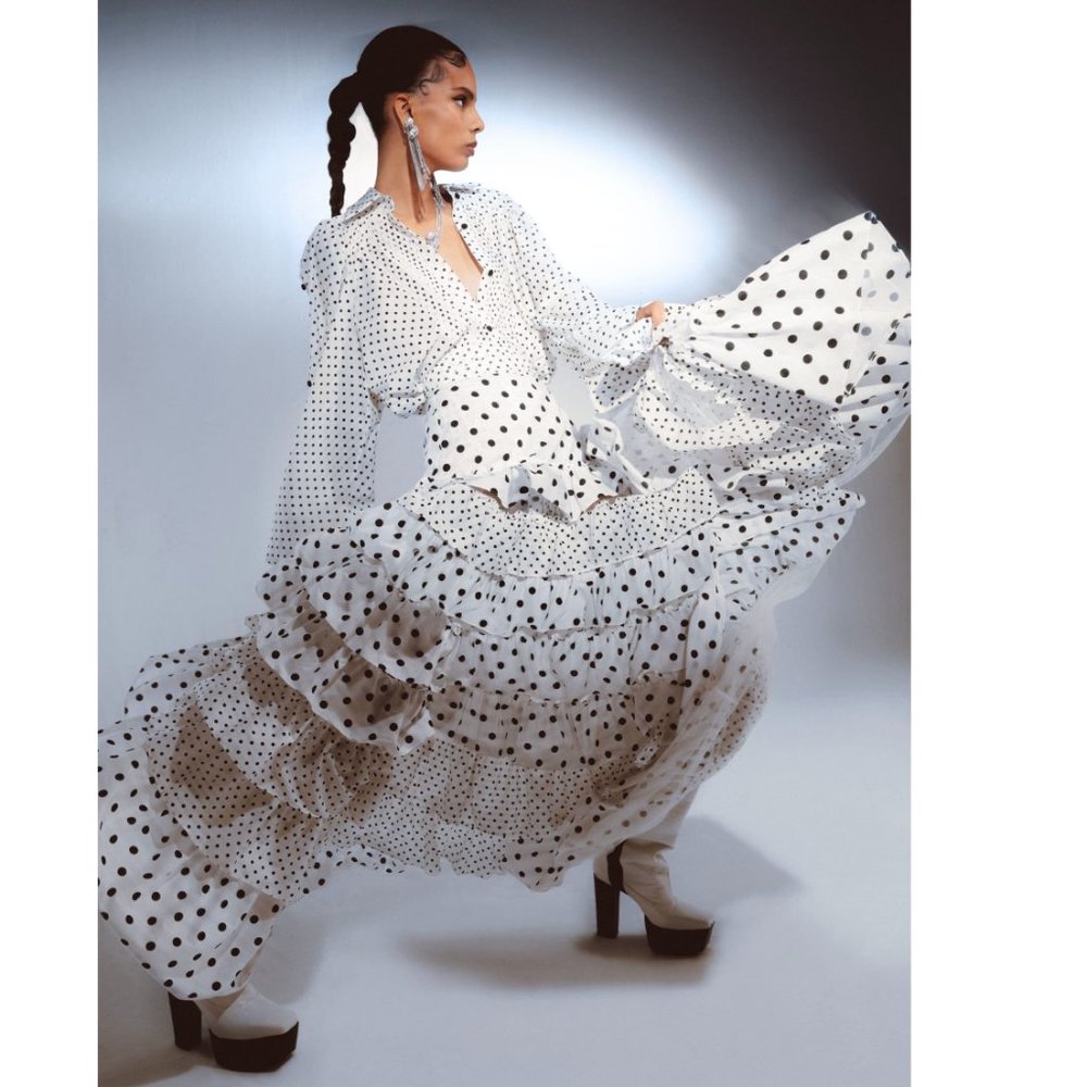 PRABAL GURUNG Polka Dot Print Long Skirt Size: M | US 8
